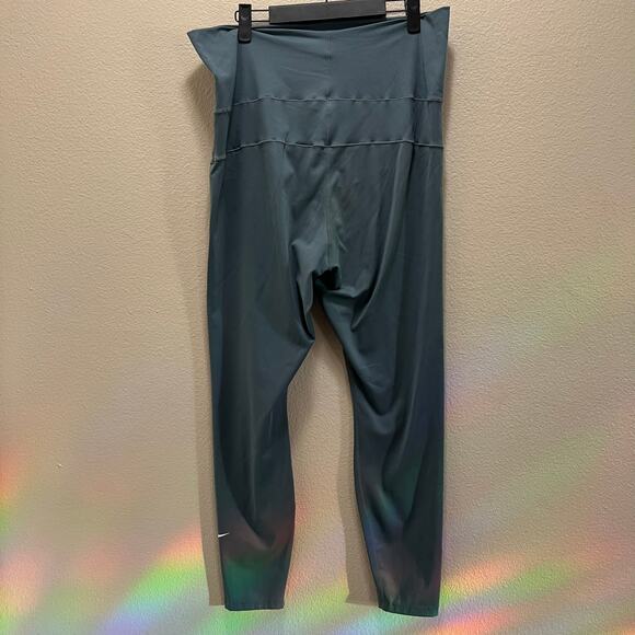 Nike Dri-Fit Yoga Leggings Green High Waisted Stretch Pull-On Activewear Sz XL - Picture 3 of 9